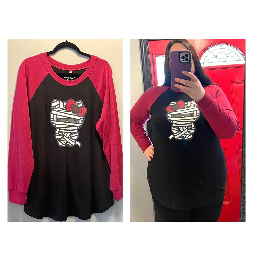 Torrid 5 (5X 28) Halloween Hello Kitty Mummy Punk Gothic Long Sleeve T Shirt